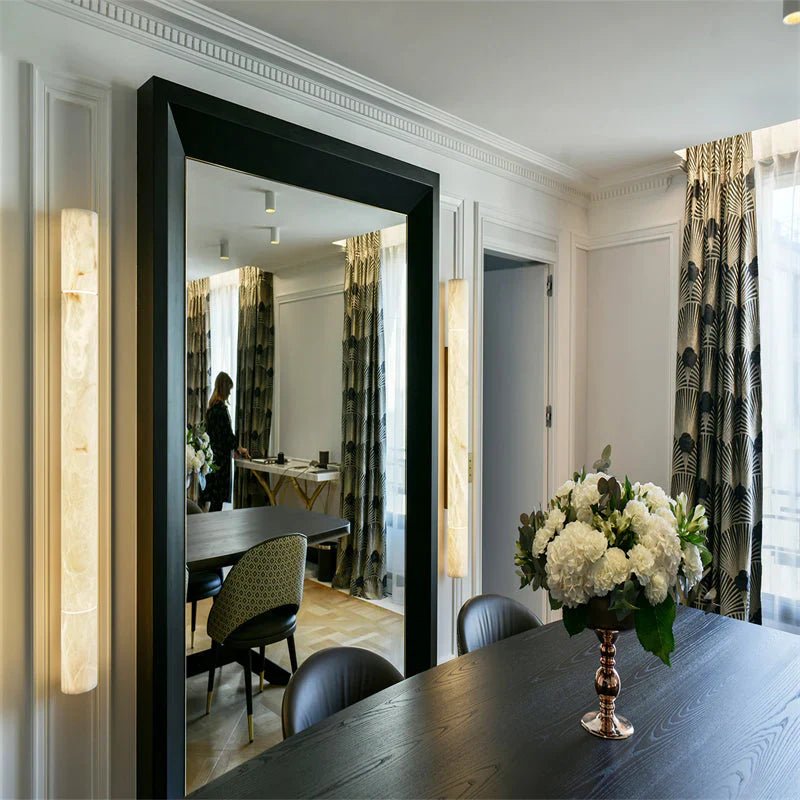 Garron Modern Alabaster Linear Wall Sconce - Auralume